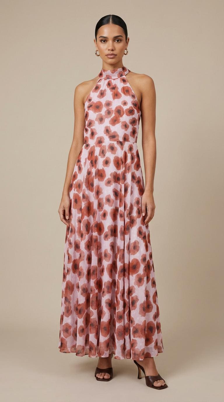 Pauline dress red flowers