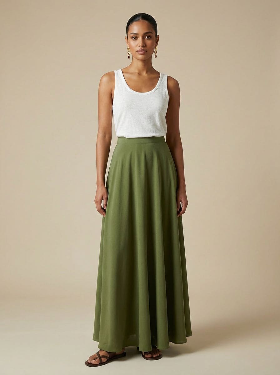 Silk skirt green